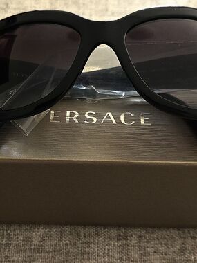 Versace Black Oversized Square Women's Sunglasses with Dark Lenses